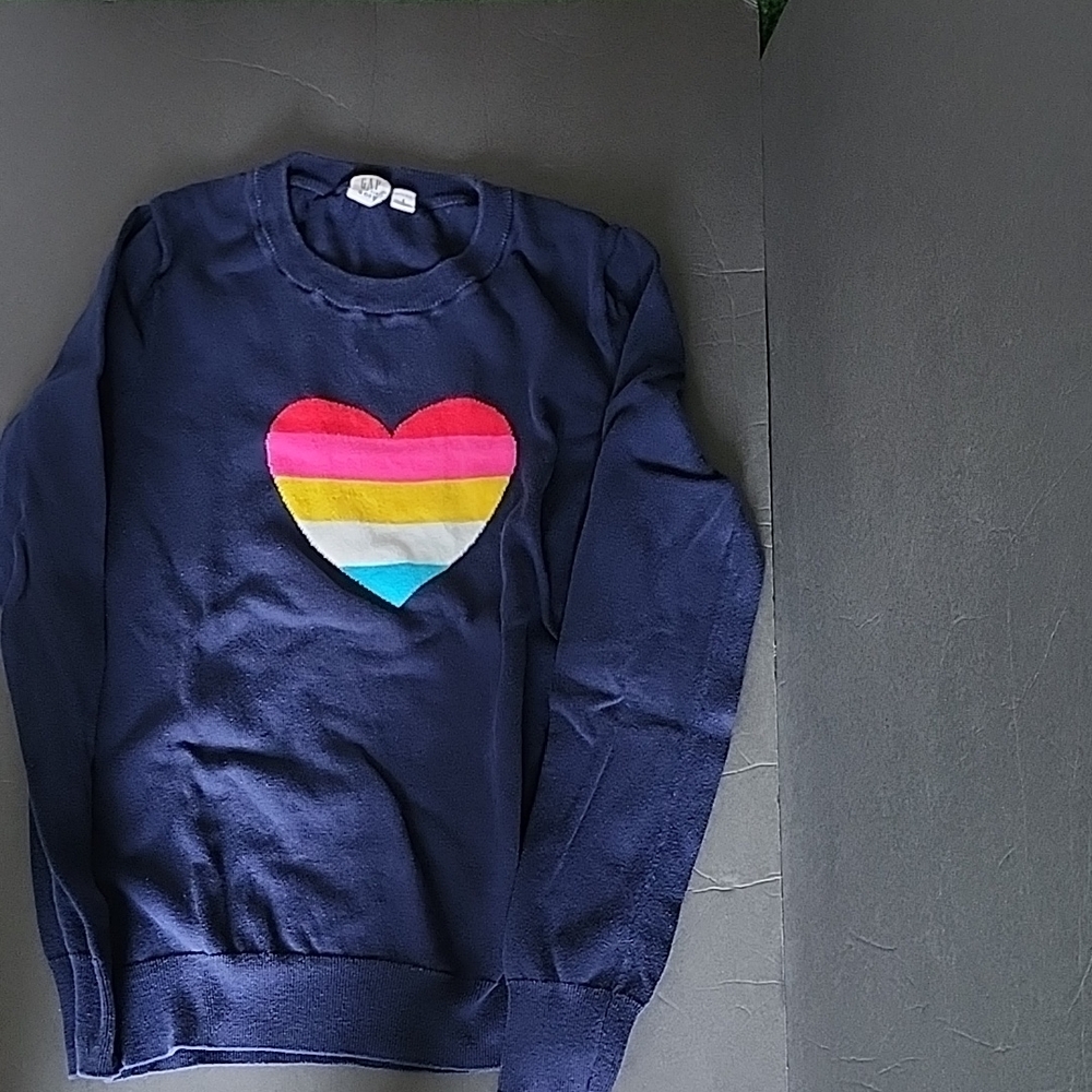 Navy GAP Sweater with Rainbow Heart, size S